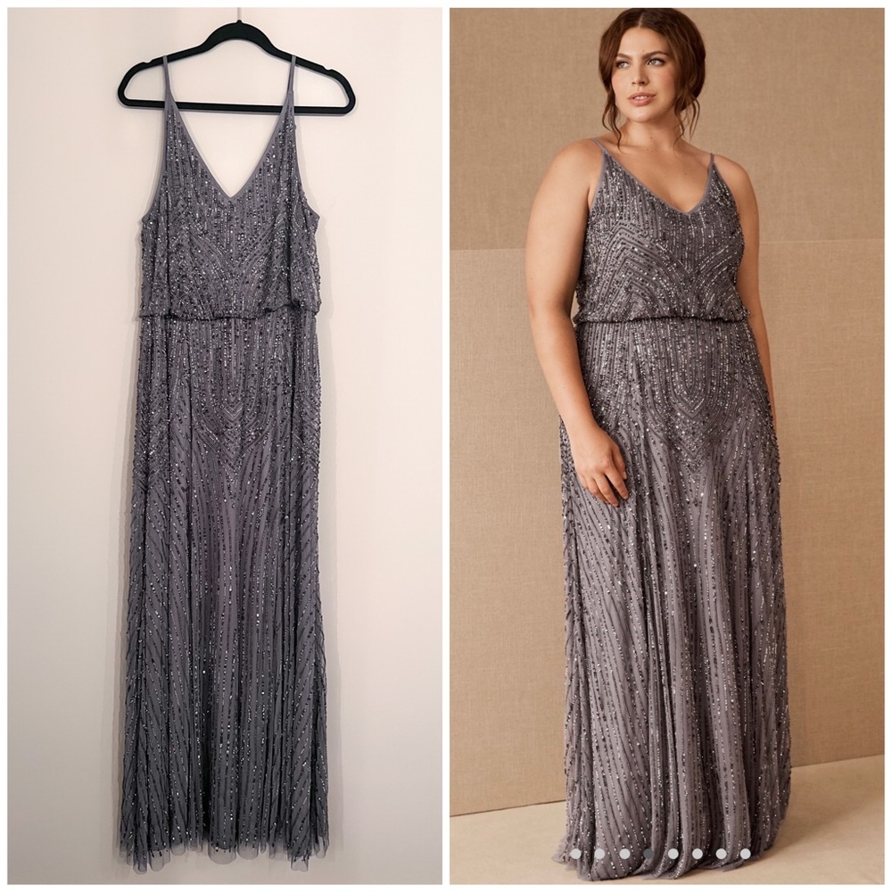 (NWT) BHLDN Dark Grey Fidelia Floor Length Dress (Size: 18 Regular)